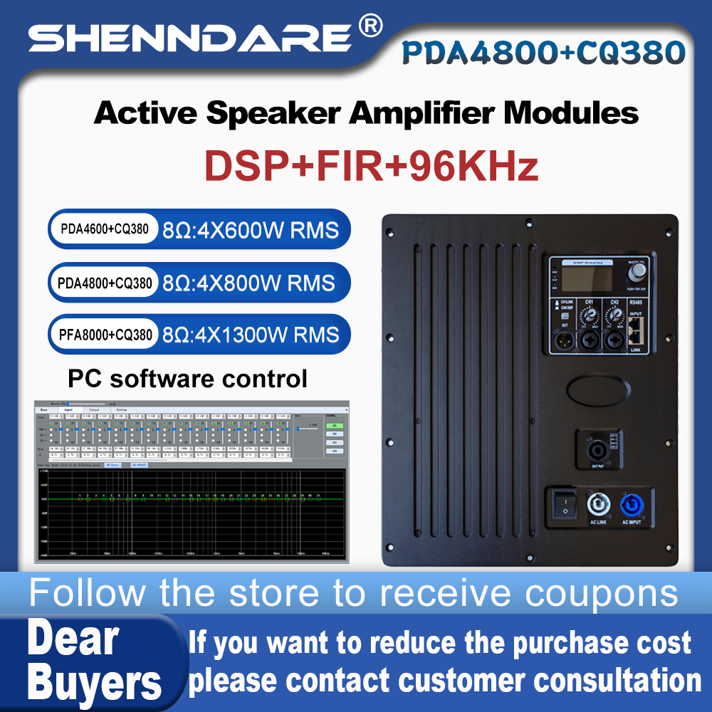 Modular Power Supply - SenMicre PDA4800+CQ380 Professionele digitale eindversterker 4x800W