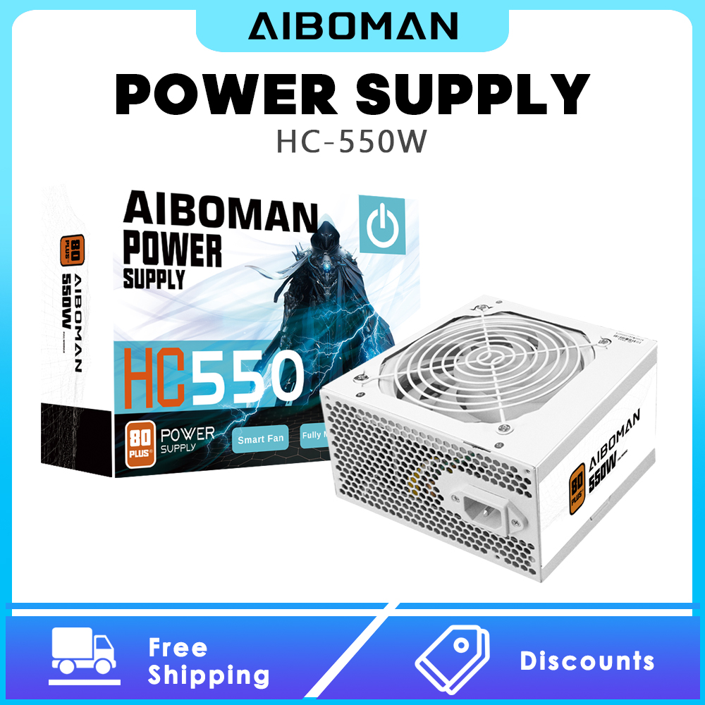 Power Supply 750W - AIBOMAN Voeding 550W 80PLUS Bronze Gaming